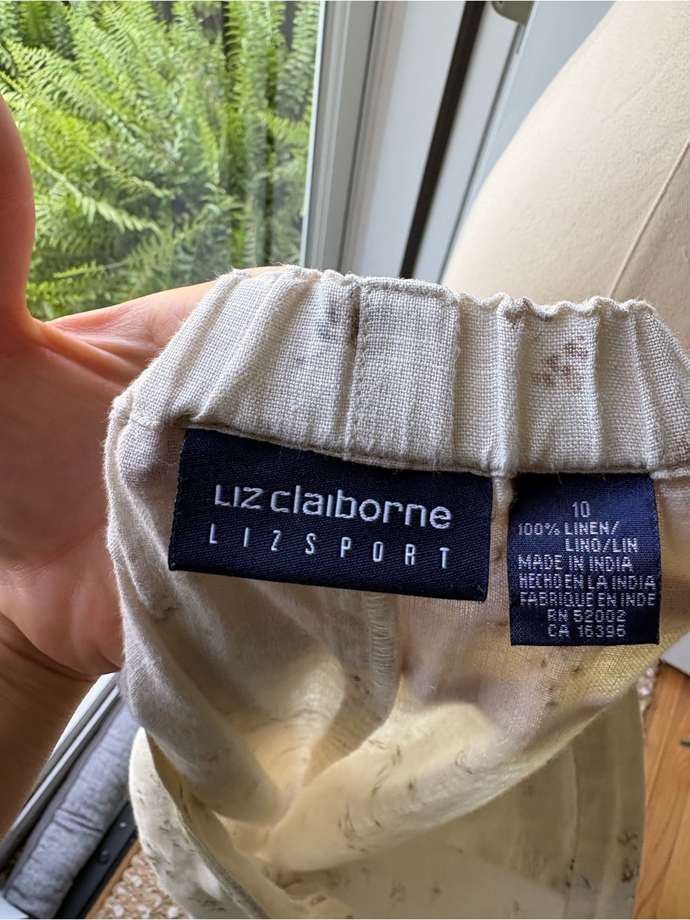 Vintage 90’s 100% Linen Liz Claiborne Cream Floral Button-Front Midi 2-Piece - Picture 6 of 6